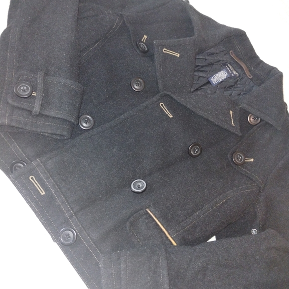 AEO Black Reversible Double Breasted Peacoat M - Picture 10 of 12